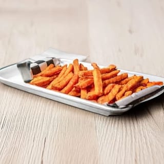 Hangry hotdog with SWEET potato fries and soda